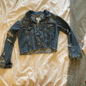 Forever 21 Cropped Distressed Jean Jacket